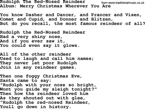 Rudolph The Red Nosed Reindeer Lyrics | Amazing Wallpapers