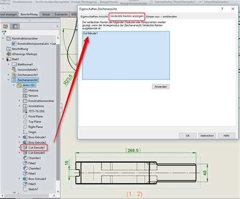 Verdeckte Kanten zum Anzeigen auswählen DS SolidWorks SolidWorks