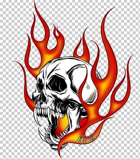 Drawings Of Skulls And Flames