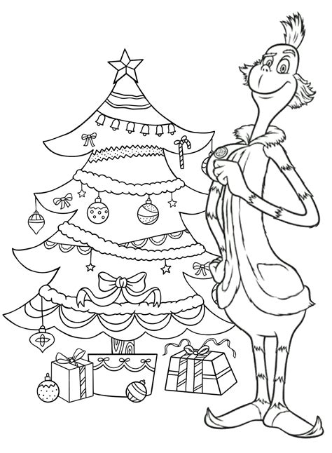 Christmas Tree And Grinch Page Free Printable Coloring Pages