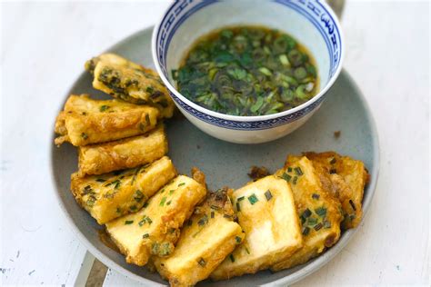 Pan Fried Tofu With Egg And Chives Asian Inspirations