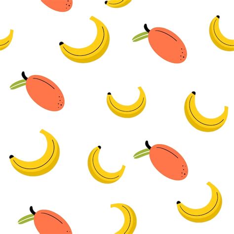 Premium Vector Seamless Pattern With Mango And Banana