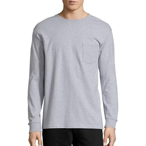 Hanes Hanes Mens Authentic Long Sleeve Pocket Tee