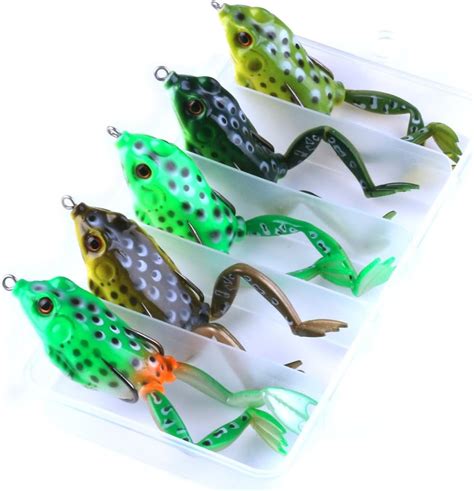 Amazon LENPABY 5PCS Topwater Frog Lures Soft Fishing Lure Kit