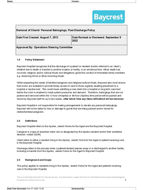 Fillable Online Program Materials Information Sheet Baycrest Fax