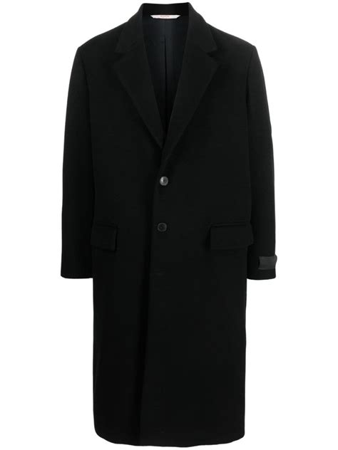 Valentino Garavani Single Breasted Wool Blend Coat Black Farfetch