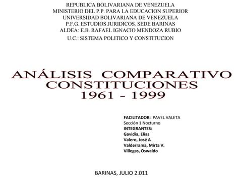 Constituciones 1961 1999 Ppt