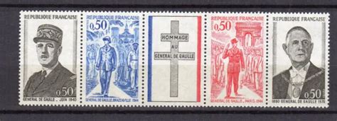 France Une Bande De Timbres Avec Vignette Charles De Gaulle Mnh