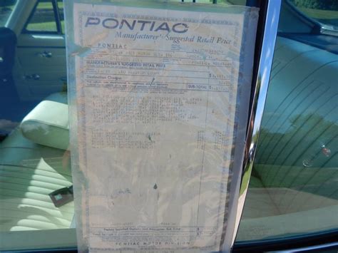 1968 Pontiac Gtowindow Sticker Barn Finds