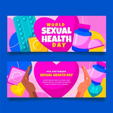 Free Vector Flat World Sexual Health Day Horizontal Banners Set