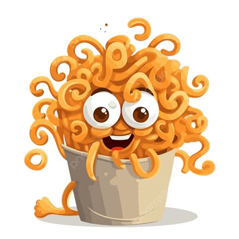 Curly Fries Vector Sticker Clipart Cute Cartoon Funny Fettucine