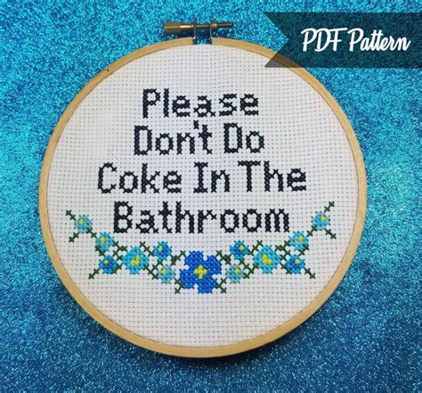 Please Dont Do Coke In The Bathroom Cross Stitch Pdf Pattern Etsy