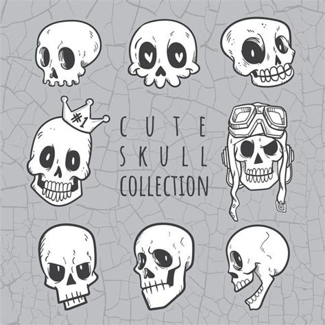 Doodle Collection Vector Design Images Cute Doodle Skull Collection