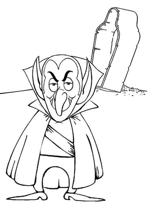 Old Vampire And His Coffin Coloring Page Coloring Sun Coloring