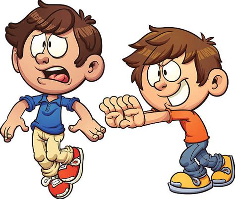 Kids Pushing Each Other Illustrations Royalty Free Vector Graphics