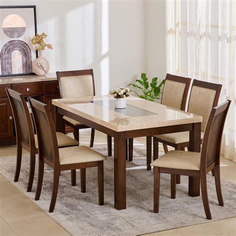 Buy Harmony Sia Faux Marble Top Seater Dining Table With Chairs