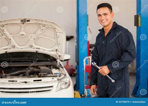 Happy Mechanic At Work Stock Photo Image Of Smile Automotive 33750970