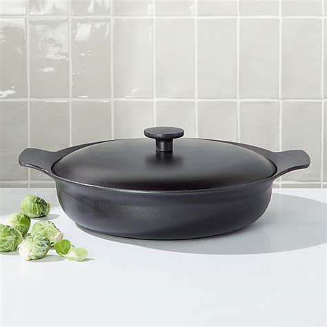 BergHOFF 11" Ron Black Cast Iron Deep Skillet with Lid | Crate and Barrel