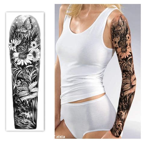 Tatuajes Temporales Impermeables De Brazo Completo 8 Hojas Y Tatuaje De