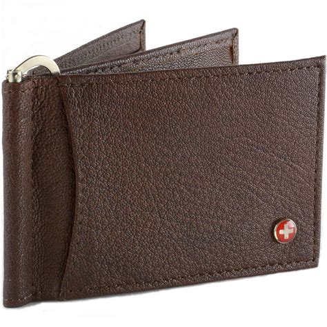 Alpine Swiss Mens Deluxe Money Clip Spring Loaded Leather Front Pocket