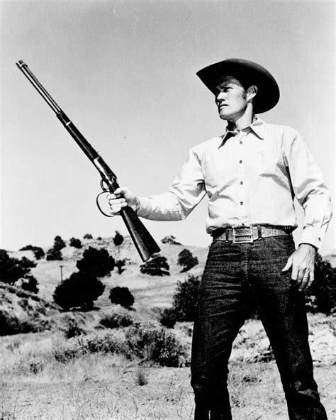 Chuck Connors Rifle At The Ready In His Right Hand The Rifleman Tv X