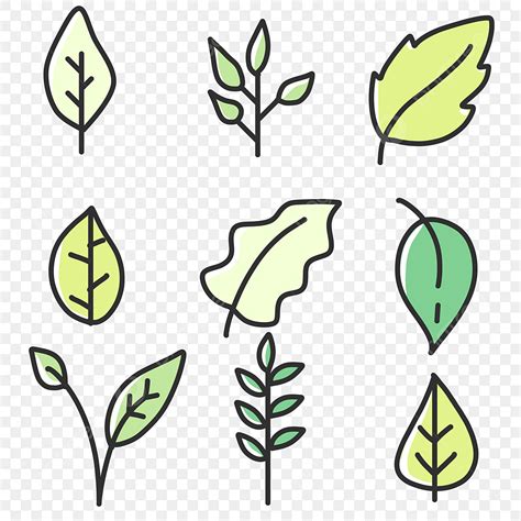 Cute Leaf Clipart Vector Cute Leaf Icons Set Cute Leaf Cute Icons