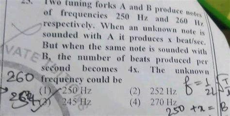 Two Tuning Forks A B Produce Notes Of Frequencies Hz Hz