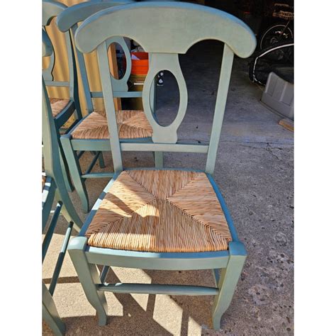 Pottery Barn Napoleon Dining Chairs Moonlight Blue Set Of 6 Chairish