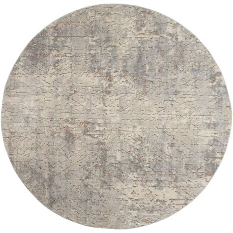 Nourison Concerto Beige Grey 8 Ft X 8 Ft Abstract Contemporary Round