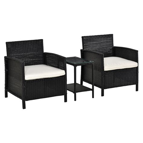 Outsunny Rattan Effect 2 Seater Bistro Set Black Wilko