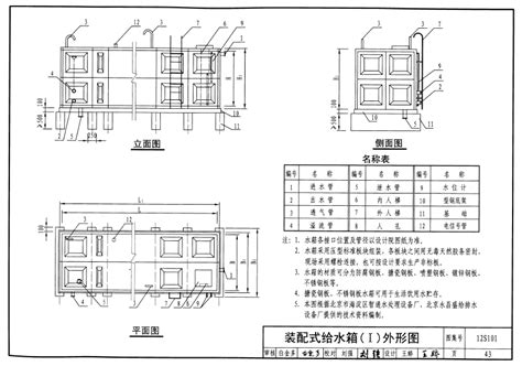 12s101 矩形给水箱图集、消防水箱图集