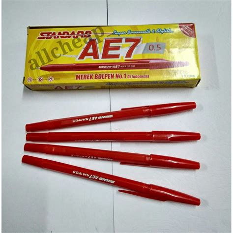 Jual Ballpoint Pulpen Bolpen Pena Bolpoin Standard Ae Mm Red