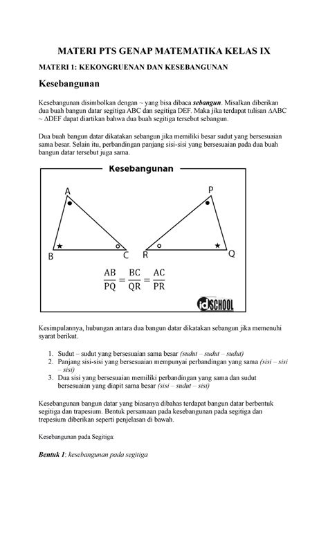 Materi Pts Genap Matematika Kelas Ix Materi Pts Genap Matematika