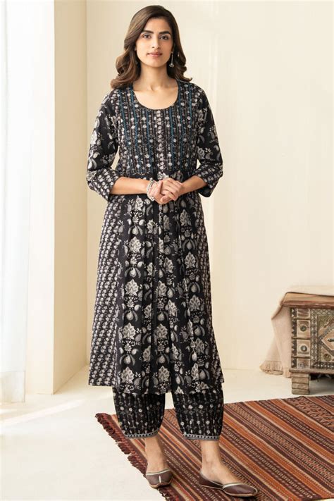 Buy Bagru Hand Block Printed A Line Cotton Kurta For Women FGMK22 290