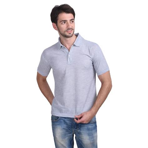 Knitted Men Grey Polo Neck Matty Spun T Shirt At Rs Piece In