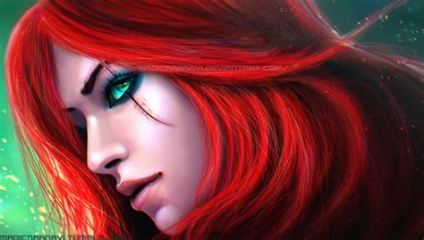 Artwork Katarina Digital Art Magicnaanavi Redhead Green Eyes Hd