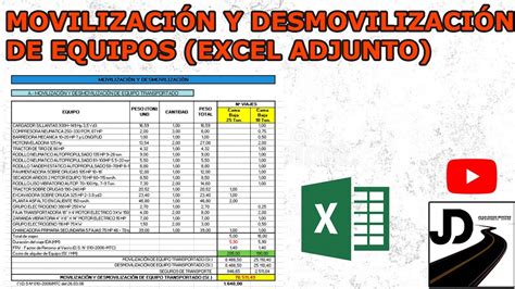 Movilizaci N Y Desmovilizaci N De Equipos Excel Adjunto Youtube