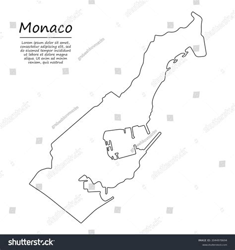 Simple Outline Map Monaco Vector Silhouette Stock Vector Royalty Free