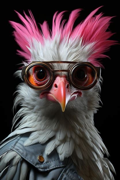 Premium Ai Image Pink Bird With Sunglasses Portrait Poster