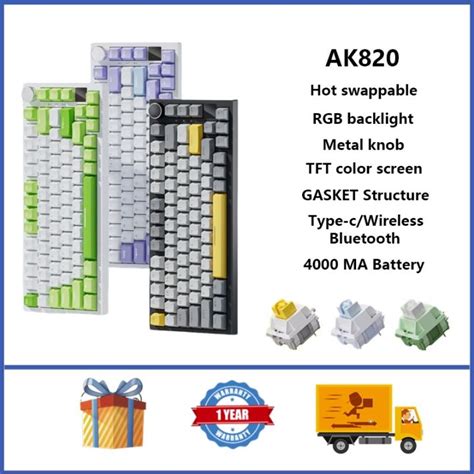 AJAZZ AK820 Pro Wireless Mechanical Keyboard GASKET Structure RGB Hot