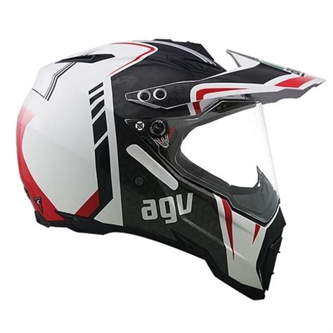 Capacete AGV AX 8 Dual Evo GT Viseira Branco Cinza Vermelho Grid