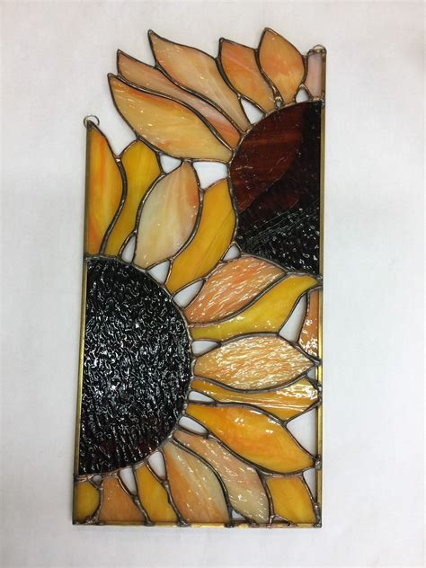 Large Sunflower Panel Stained Glass Sunflower Sunflower Etsy