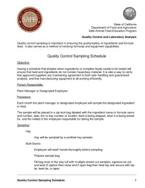 Fillable Online Quality Control Sampling Schedule Fax Email Print