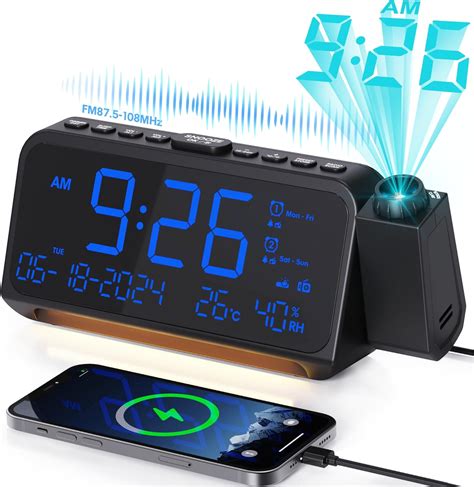 Led Projection Alarm Clock Fm Radio Clock With Projector Digital