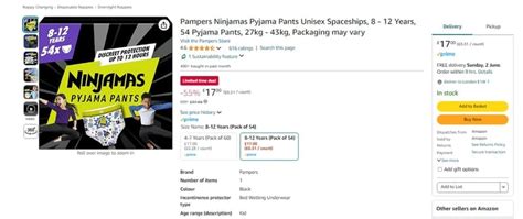 Pampers 54 Pack Unisex Ninjamas Pyjama Pants Spaceships £17 At Amazon