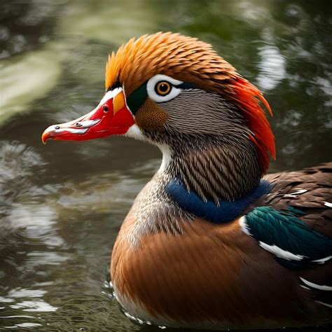 Premium AI Image | CloseUp of a Mandarin Duck Exquisite Plumage