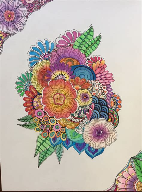 Zentangle Flowers Abstract Flowers Flower Art Colored Flowers Colored