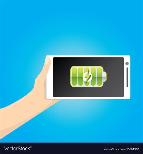 Smartphone with green full battery icon on screen Vector Image