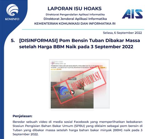 Isu Hoaks Disinformasi 6 September 2022 PPID Diskominfo Jateng