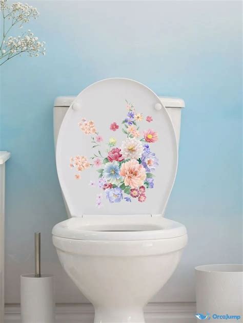 OrcaJump 1pc Flower Pattern Toilet Lid Sticker Flor Modelo